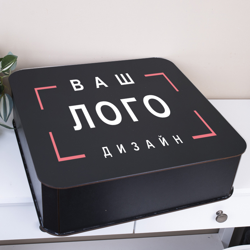 Коробка квадратная 40 см черная под заказ